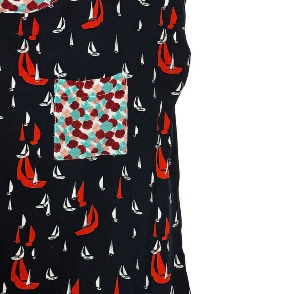 Porridge anthropogie Womens Navy Sailboat Print Short Sleeve Top size large - Picture 2 of 7